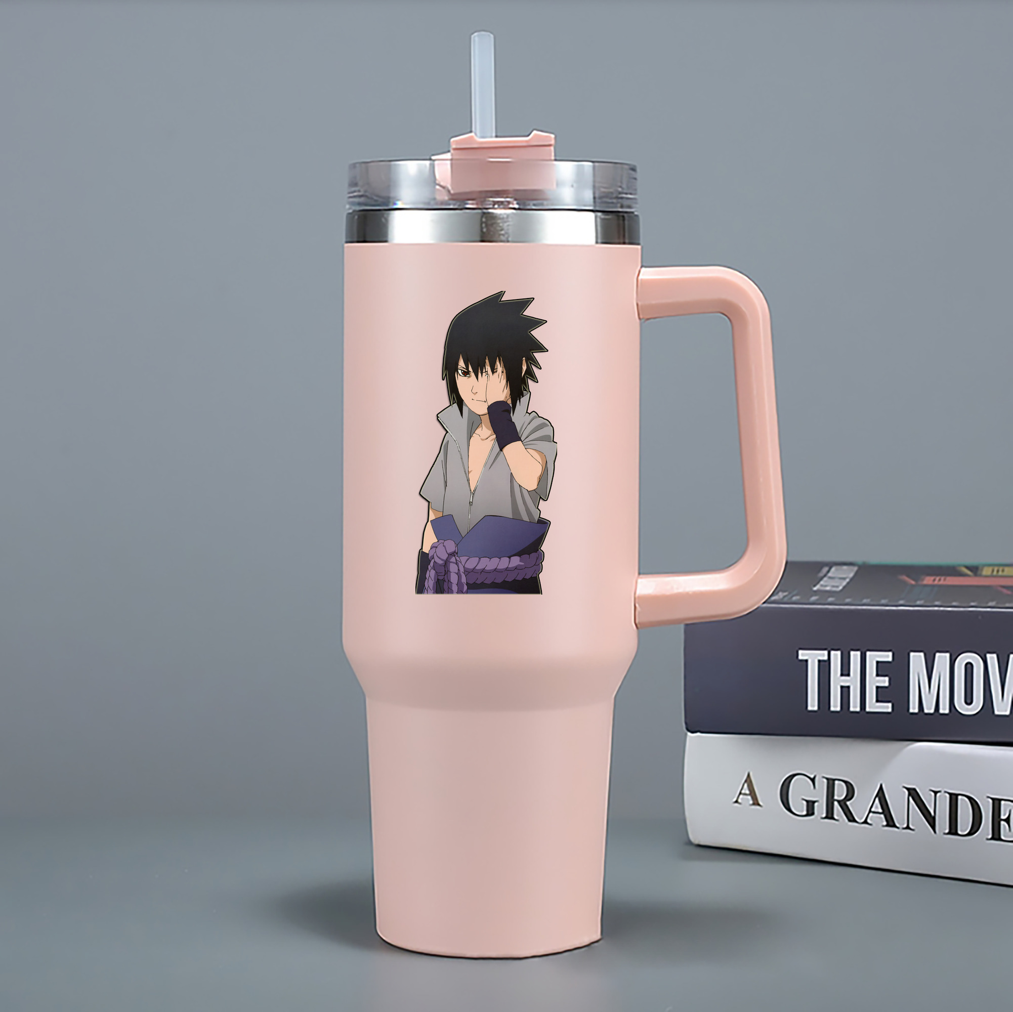 （画像用） NARUTO -ナルト- うちは サスケ Uchiha Sasuke 1200mL車用タンブラー - クリスタルステッカー（プラスチックストロー付き）